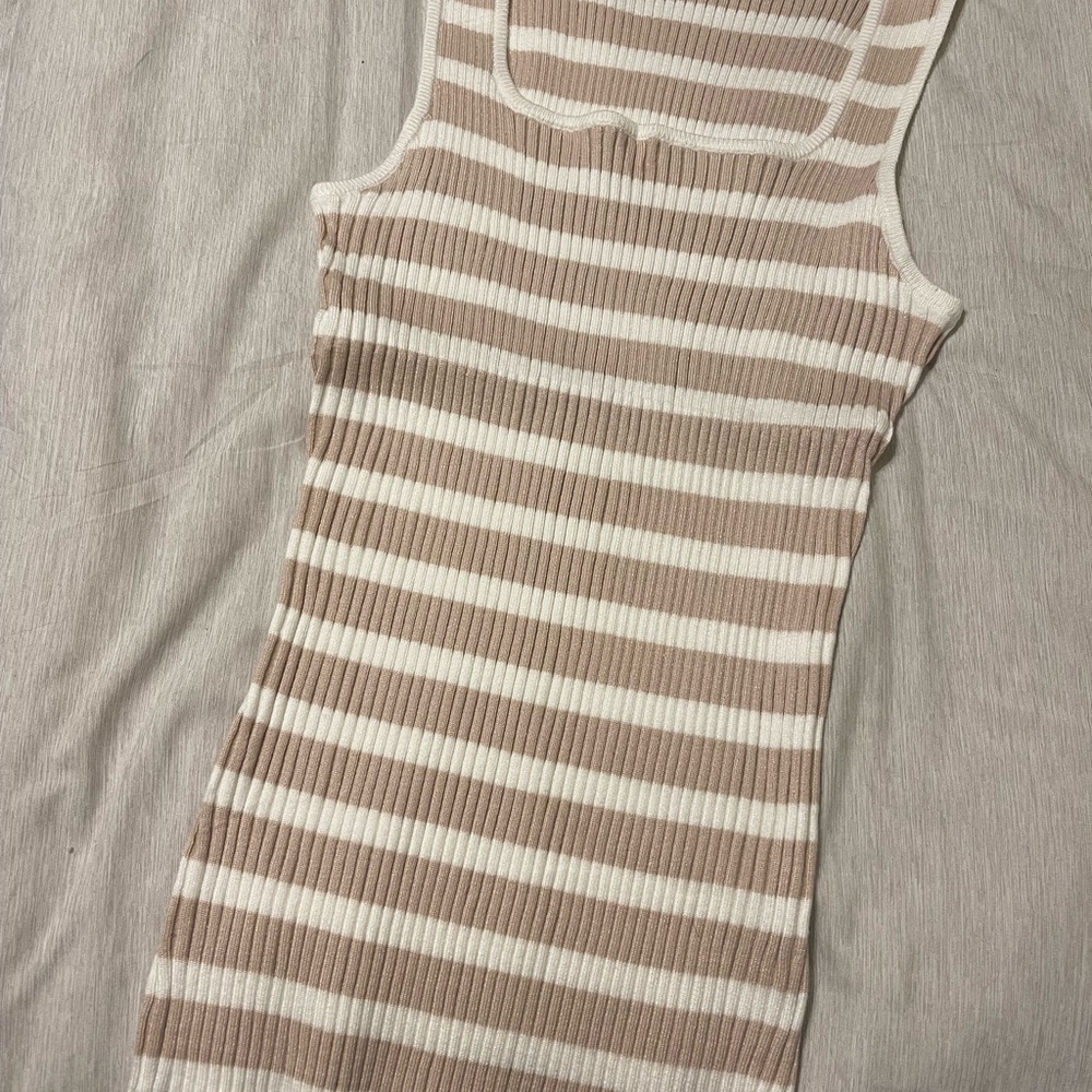 Striped Ribbed Tank Top - Stretch